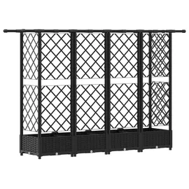 vidaXL Hochbeet mit Rankgitter und Dach 202,5 x 40 x 123 cm Schwarz