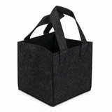 ReWu Flaschenträger Filz-Taschen für 6 Flaschen Schwarz schwarz 24 cm x 24 cm