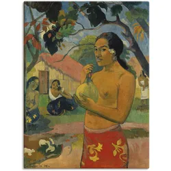 Leinwandbild ARTLAND "Frau die eine Frucht hält", bunt (farbe bild(er): bunt), B:60cm H:80cm, Canvas, Leinwand, Bilder, auf Keilrahmen gespannt