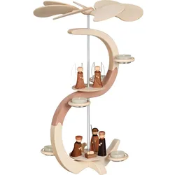 Seiffener Volkskunst S-Pyramide Christi Geburt und Engel 46 cm