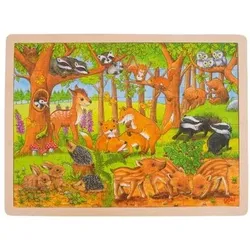 GOKI 57734 Einlegepuzzle Tierkinder im Wald