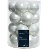 Kaemingk Weihnachtskugeln 6cm Glas 20 Stück, schneeweiß