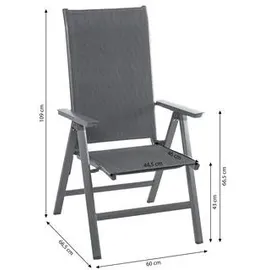 Dehner Klappsessel Cleveland 66,5 x 60 x 109 cm dunkelgrau