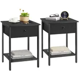 VASAGLE Nachtschrank 2er Set 2 x 40 x 30 cm Schwarz