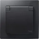 McPower Schuko-Steckdose 250V/16A IP44 Unterputz Schwarz