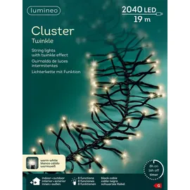 Lumineo Lichterkette CLUSTER TWINKLE 2040 LED 19 m, schwarzes Kabel in warm weiß | Gr.: onesize