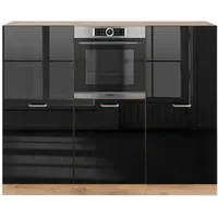 Vicco Küchenzeile R-Line 180 cm Schwarz Hochglanz Eiche