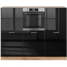 Vicco Küchenzeile R-Line 180 cm Schwarz Hochglanz Eiche