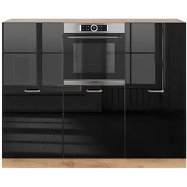 Vicco Küchenzeile R-Line 180 cm Schwarz Hochglanz Eiche