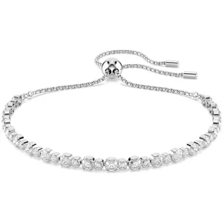 Swarovski Matrix Tennis Armband, Gemischte Rundschliffe, Weiß, Rhodiniert, M