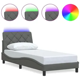 vidaXL Bettgestell mit LED ohne Matratze Dunkelgrau 80x200 cm Stoff