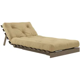 Karup Daybett KARUP DESIGN "Roots Sofa Bed, Schlafsofa, Bettfunktion, FSC-Massivholz, B: 90 cm", gelb (wheat beige), B:90cm H:85cm, Bezug: 80% Baumwolle, 20% Polyester, Daybetten, Inkl. Futonmatratze. Made in Europe, minimalistisches Design