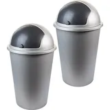 2friends Mülleimer Schiebedeckel 2er-Set 50L platzsparend, stilvoll, vielseitig, anthrazit - Grau