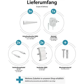 ledscom.de LED Unterbau-Leuchte SIRIS weiß matt, flach, je 50cm, je 531lm, warm-weiß, 3er Set