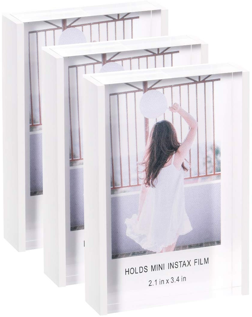Janaden Acryl Bilderrahmen für 2x3 zoll Instax Mini Fotos, kleiner Fotorahmen Polaroid Fotorahmen für Schreibtisch Dekoration, Mini-Sofortbild-Fotorahmen für Fujifilm und Polaroid Film (3er Pack)