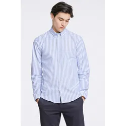 Langarmhemd LINDBERGH, Herren, Gr. M, N-Gr, blau, Web, Obermaterial: 98% Baumwolle, 2% Elasthan, gestreift, casual, slim fit taillenbedeckt, Langarm Manschette, Hemden, mit Streifenmuster