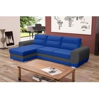 JVmoebel Ecksofa, Sofa Schlafsofa Designer Sofa mit Bettfunktion + Bettkasten blau|grau