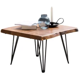 FineBuy Couchtisch Baumkante Braun Sheesham 56 x 38 x 51 cm