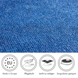 Andiamo Teppichboden ANDIAMO "Milo, Nadelfilz, Gesamthöhe 2,5 mm, Made in Belgium", blau, B:200cm L:100cm, Polyester, Polypropylen (PP), Teppiche, Uni Farben, Breite 100 cm oder 200 cm, Wohnzimmer, strapazierfähig