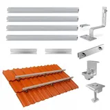 Solar Halterung Befestigungssystem für 2X Solarmoduls 1722x1134mm Max.Breite, Photovoltaik Ziegeldach Montage Set 2 Module 30mm Befestigung Schiene Dachhaken Profilvebinder, Vertikaler Einbau