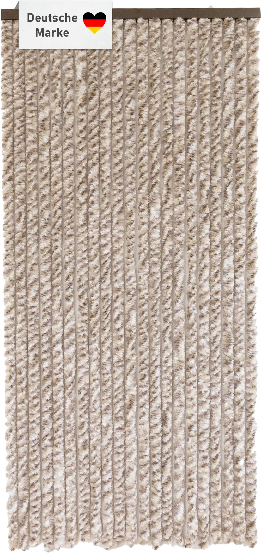 Flauschvorhang 90x200cm beige-braun-weiß meliert, Fliegenschutz, Türvorhang Wohnwagen