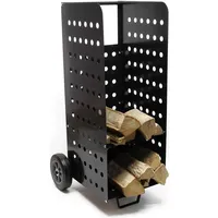 Wiltec Kaminholzwagen Holz Metall 53 x 36 x 106 cm für 100 kg Holz Schwarz