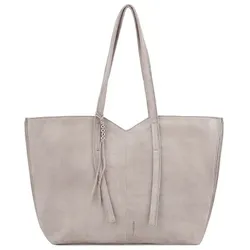 FredsBruder All About Beads Shopper Tasche Leder 39 cm  grau