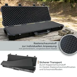 HMF Outdoor Transportkoffer ODK200, Wasserdichter IP67 Hartschalenkoffer mit Rasterschaumstoff, 135 x 41 x 15,5 cm, Schwarz