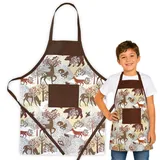 HOUSE ART LIFE Kinderschürze mit Tasche - Baumwoll Kochschürze für Jungen und Mädchen 7-10 Jahre, ideal zum Malen Kochen Backen Spielen, Geschenk für Kinder, Viele bunte Muster - 7-10 Jahre