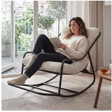 LuxusKollektion Schaukelsessel Schaukelstuhl Papasan Stahlrahmen 160KG Innen Außenbereich Weiß