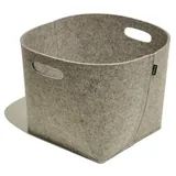 Kleiner Filzkorb, Spielzeugkorb aus hellgrauem Filz, rund mit Griff, hellgrau