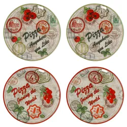 4er Set Pizzateller Charme Red + Charme grün - Rom rot + Moskau grün - 31cm - 04019#ZCHAR + 04019#ZCHAV