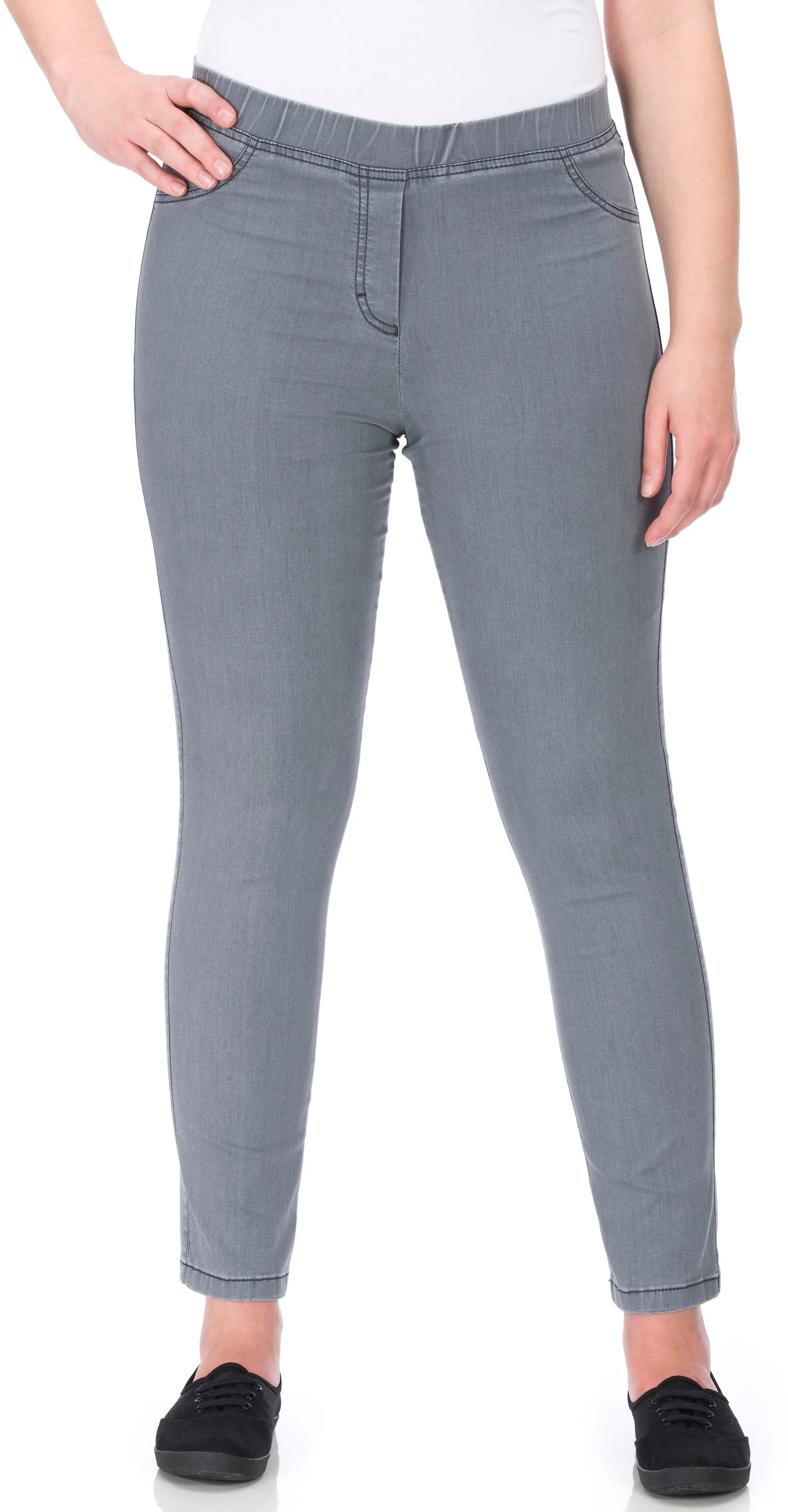 Jeansjeggings »JENNY«, angenehm weiche Quer-Stretch Qualität, Gr. 52 (26) - K-Gr, grau, , 79258663-52 K-Gr