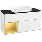 Villeroy & Boch Finion Waschtischunterschrank G702HFGF 120x60,3x50,1cm, Regal rechts Gold matt, Glossy white lacquer