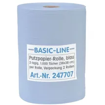 kompatible Ware 2 Putztuchrollen Basic-Line 2-lagig blau, 1.000 Blätter