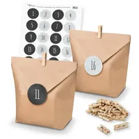 itenga befüllbarer Adventskalender Adventskalender Set 13 Geschenktüten + Klammern + Sticker