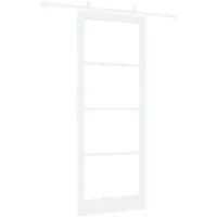 vidaXL Haustür Schiebetür Weiß 93 x 232 cm Massivholz Kiefer und Glas (1-St) weiß