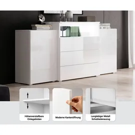 Home Affaire Sideboard URBAN III 150 x 80,7 x 39 cm Weiß / Eiche Wotan
