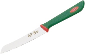 Sanelli Tomatenmesser, Klingenlänge 11,5 cm, Küchenmesser mit Wellenschliff, Farbe: grün