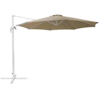 Beliani Ampelschirm Sandbeige/Weiß Polyester 300 cm