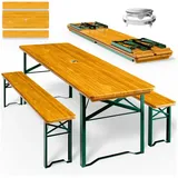 CASARIA Bierzeltgarnitur 3-tlg. Tisch 180 x 50 cm braun klappbar