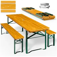 CASARIA Bierzeltgarnitur 3-tlg. Tisch 180 x 50 cm braun klappbar