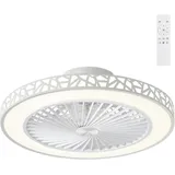 Moderner 48-cm-deckenventilator, Deckenventilator Mit Dimmbarer 3-farbiger Led-beleuchtung, 40 W, 6 Geschwindigkeitsstufen, Reversibler Deckenventilator Mit Intelligenter Fernbedienung Und Timer, Für