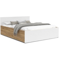 Bett Panama 120x200 cm mit Matratze Lattenrost weiß Eiche Bettkasten