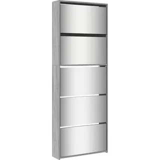 vidaXL Schuhschrank mit Spiegel 5 Fächer Grau Sonoma 63x17x169,5 cm