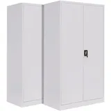 2-Pack LagerZwei Mehrzweckschrank 195x100x50cm I Großer Metallschrank, 4 Fachböden I Aktenschrank weiß, abschließbar I Robuster Allzweckschrank als Werkstattschrank & Büroschrank I Stahlschrank
