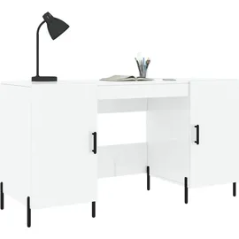 vidaXL Schreibtisch Hochglanz-Weiß 140x50x75 cm Holzwerkstoff - Weiß