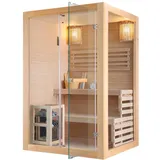 SANOTECHNIK Infrarotkabine PANORAMA – Infrarotsauna 2 Personen 130×120×200cm, Harvia 3,5 kW Ofen, LED-Farblicht, ESG-Glas – Art.Nr.: J60130