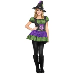 Leg Avenue Kostüm Hexenkostüm, Fesches Teenager Kostüm für Fasching und Halloween grün 140-146