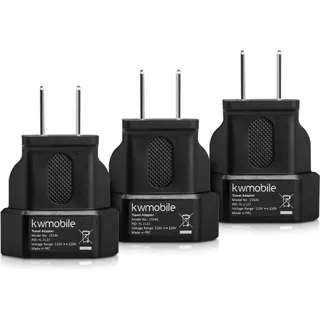 kwmobile Adapter USA 3 St. Schwarz